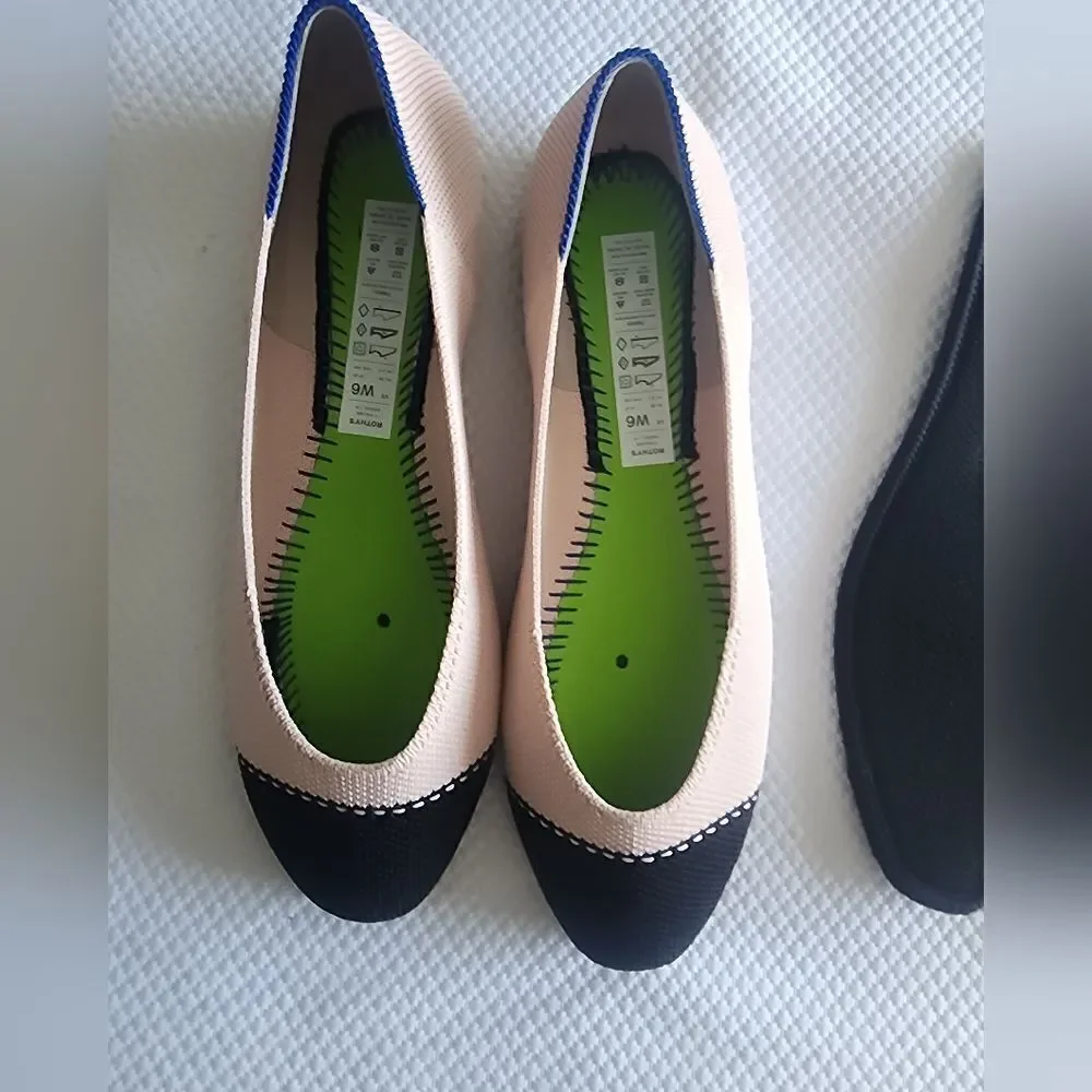 Rothy's Black and soft pink Flats with Elegant Two-Tone Design